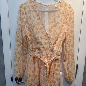 Yellow and white floral romper
